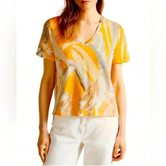 Ted Baker Pera Linen-Blend T-Shirt Women's size 5 - Picture 2 of 13